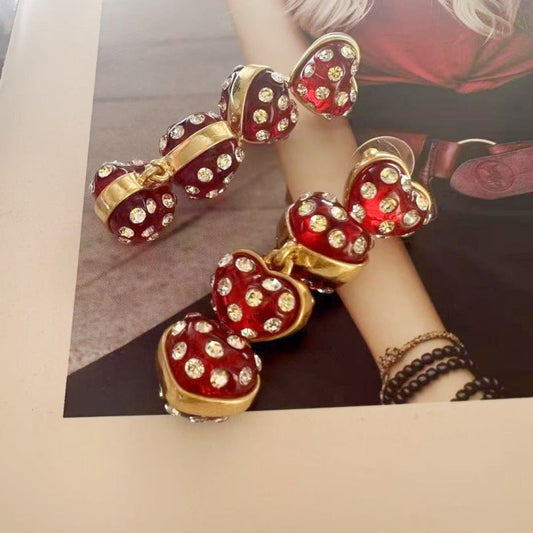 Oscar de la Renta Sweet Vintage Matte Heart Drop Earrings