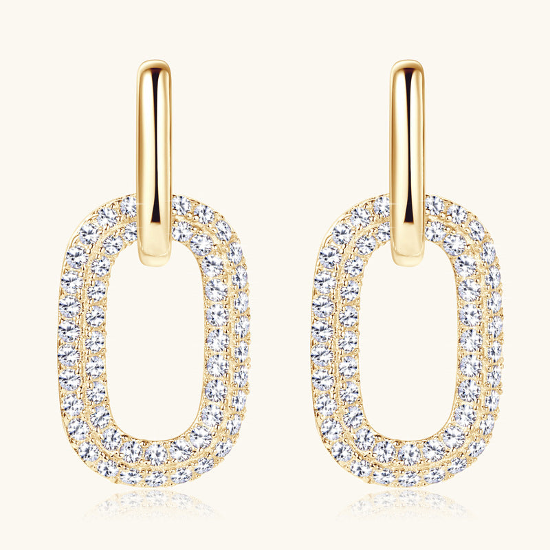 Moissanite Rectangular Hoop Earrings