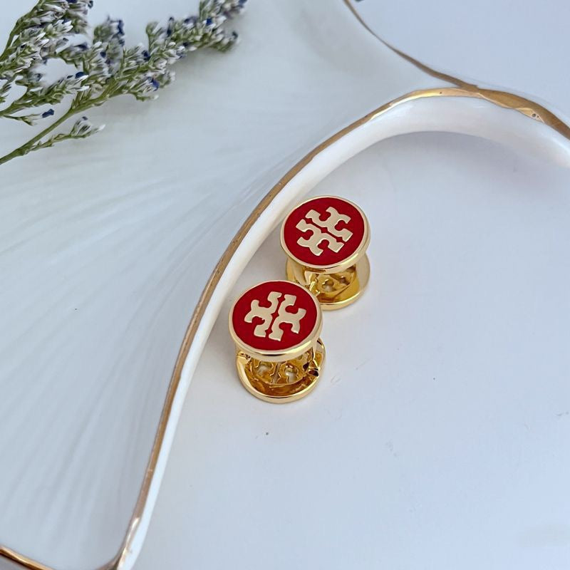Tory Burch Enamel Rhinestone Reversible Earrings