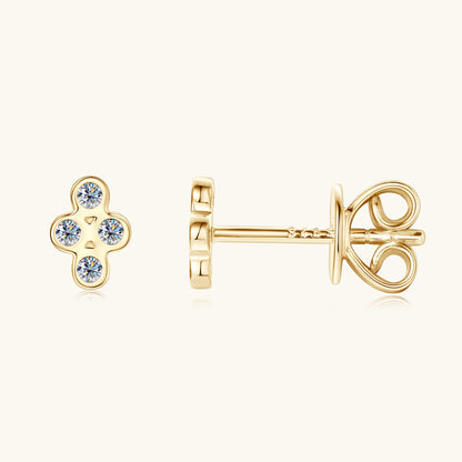 Moissanite Four-Leaf Clover Stud Earrings