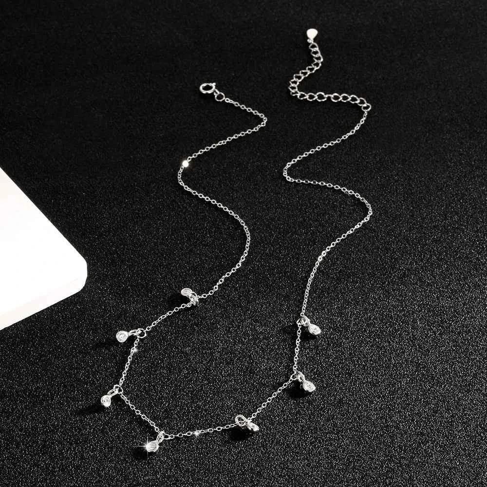 S925 Sterling Silver Geometric Teardrop Zircon Necklace Pendant - JIMMY JEWELRY 01