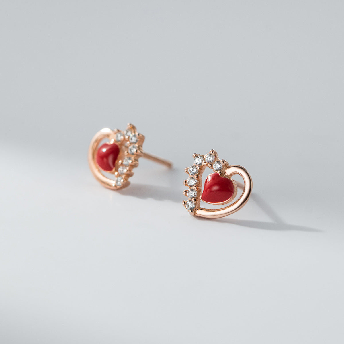 red heart earrings