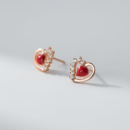 red heart earrings