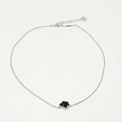 Kendra Scott silver-tone mother-of-pearl necklace with dark navy rhombus pendant