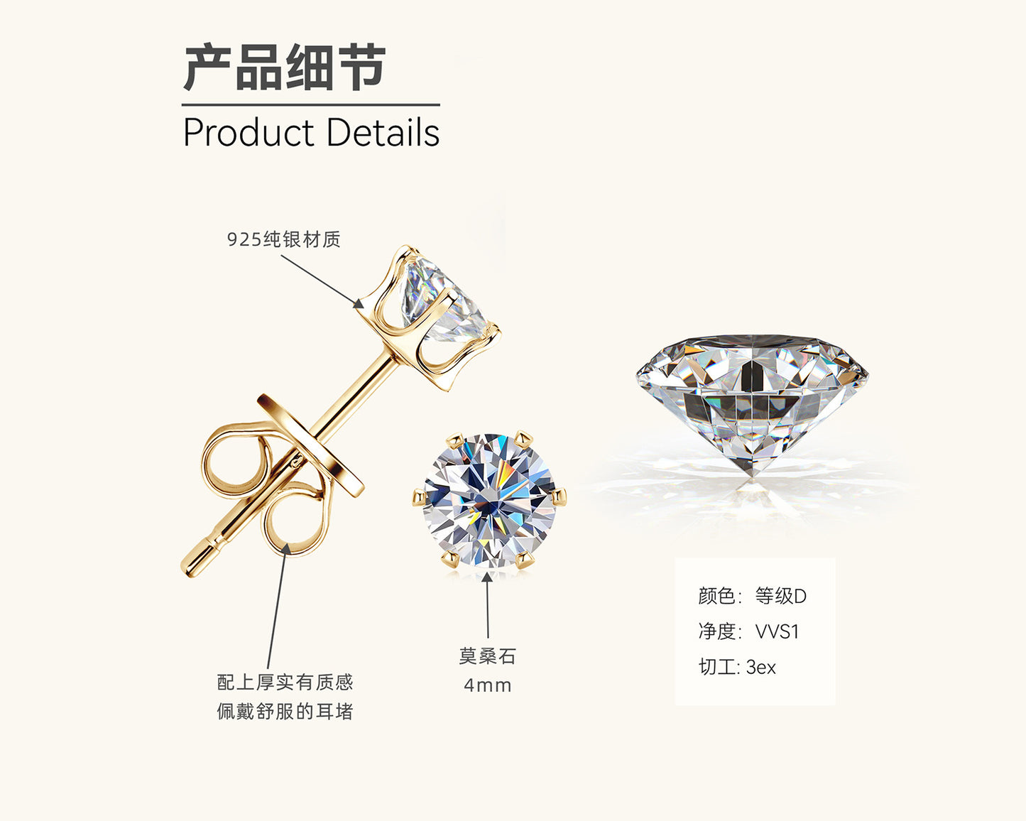 Moissanite Stud Earring Collection