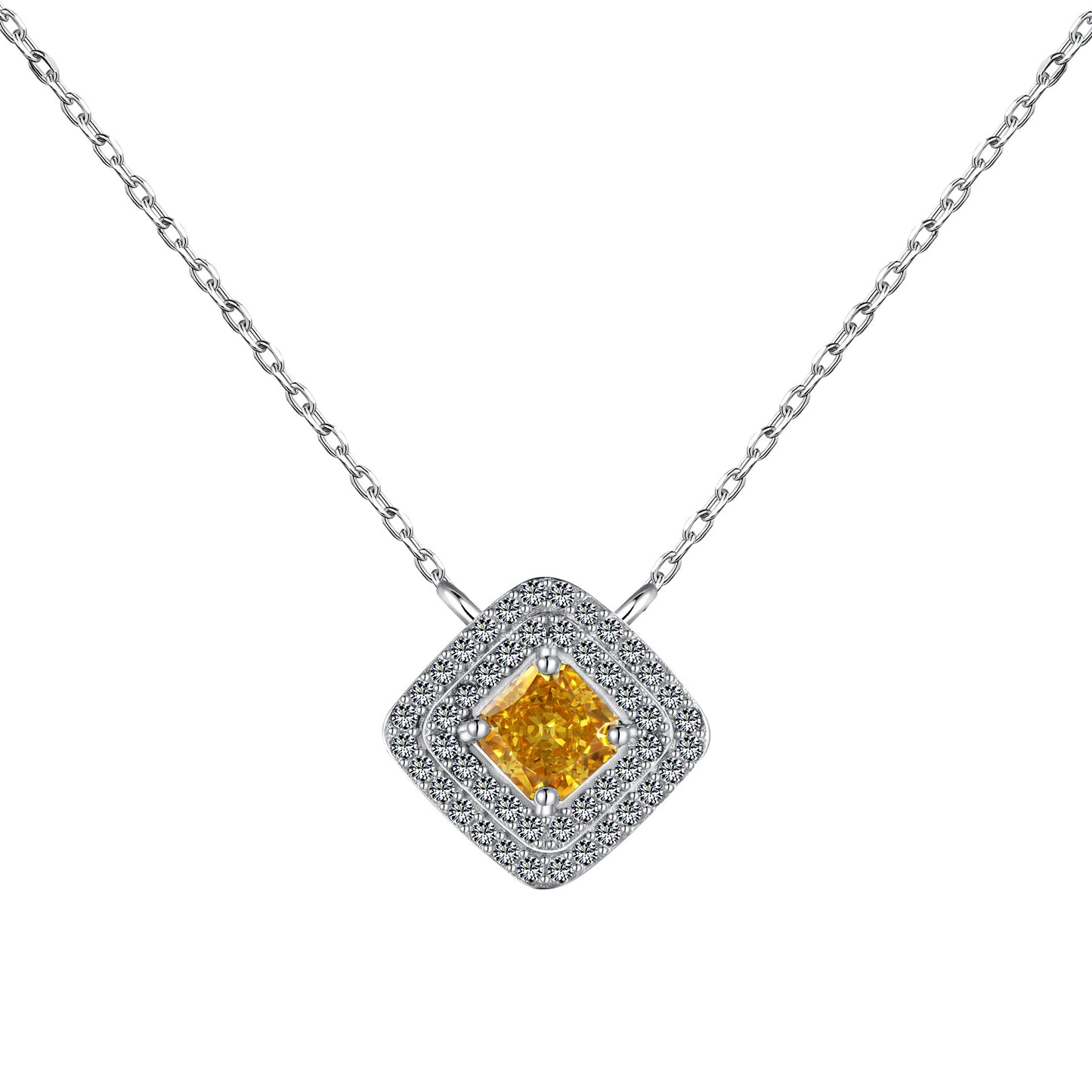 Decoration Square 8A Zirconia Pendant Necklace