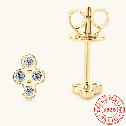 Moissanite Four-Leaf Clover Stud Earrings