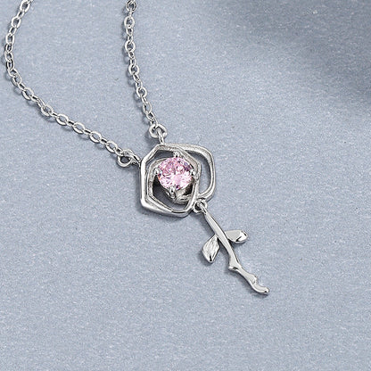 silver rose pendant