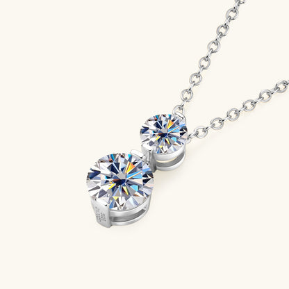Two Stone Moissanite Drop Pendant Necklace