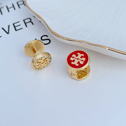 Tory Burch Enamel Rhinestone Reversible Earrings