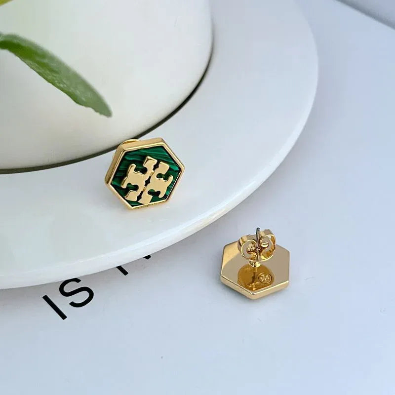 Tory Burch Shell Hexagonal Earrings - JIMMY JEWELRY 01