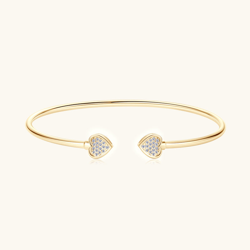 Moissanite Heart Bangle Bracelet