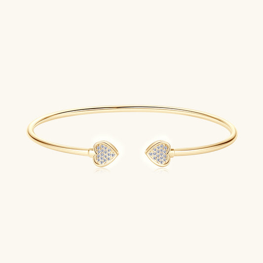 Moissanite Heart Bangle Bracelet