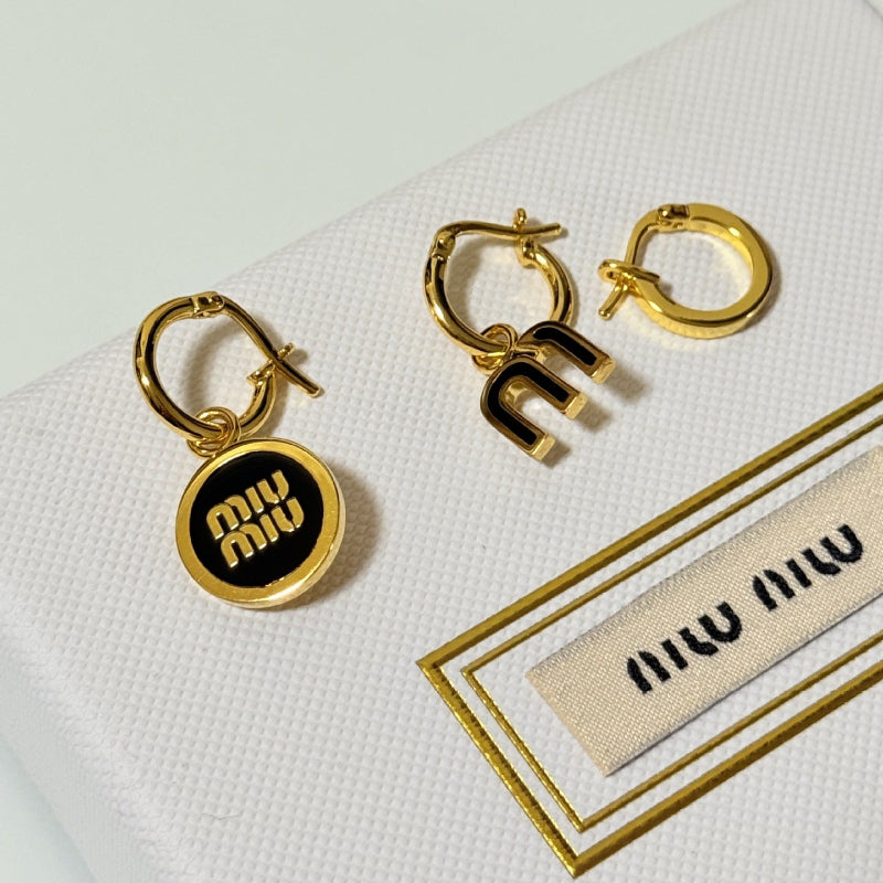 Miu Miu Enamel Asymmetrical Three-Piece Metal Earrings