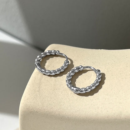 sterling silver rope hoop earrings