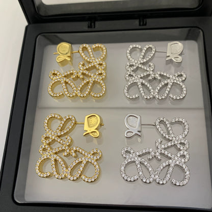 LOEWE Geometric Hollow Diamond Stud Earrings for Women