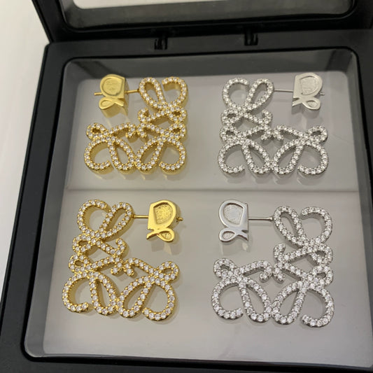 LOEWE Geometric Hollow Diamond Stud Earrings for Women