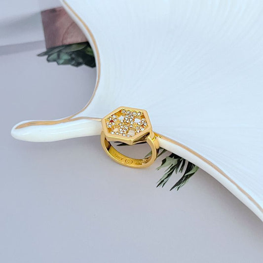 Tory Burch hexagonal diamond ring