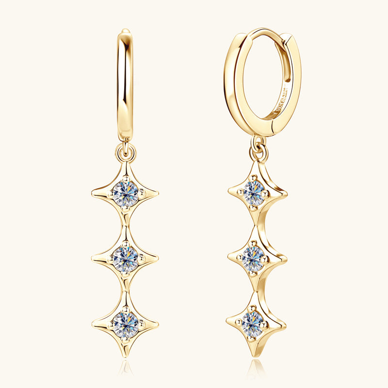 Three-Stone Moissanite Drop Earrings