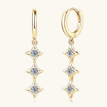 Three-Stone Moissanite Drop Earrings