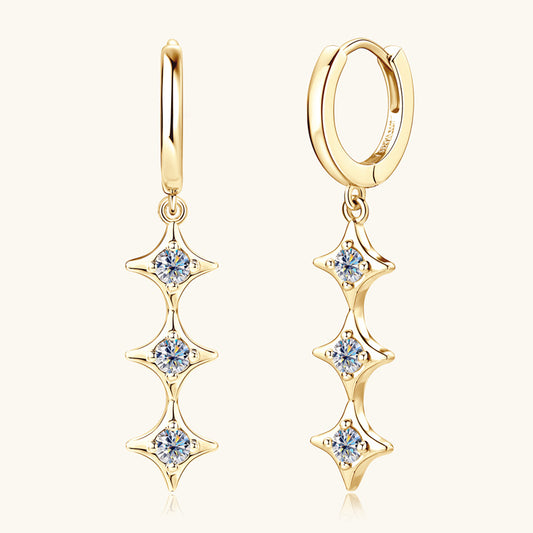Three-Stone Moissanite Drop Earrings