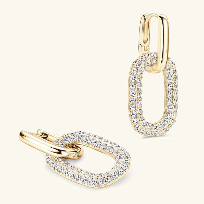 Moissanite Rectangular Hoop Earrings