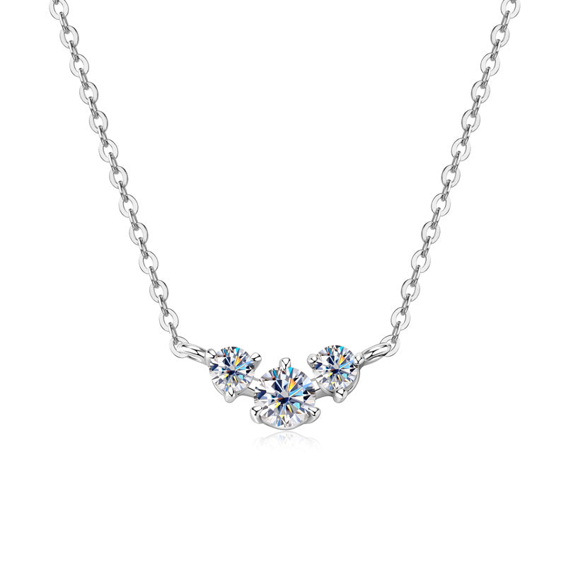 Three Stone Moissanite Necklace