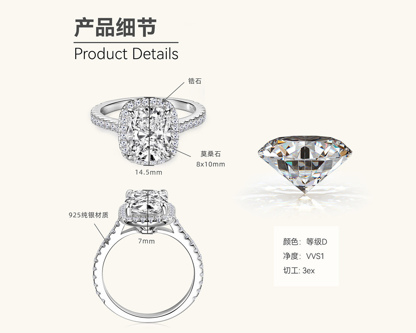Moissanite Halo Ring
