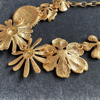 Oscar de la Renta Vintage Enamel Large Daisy Flower Necklace