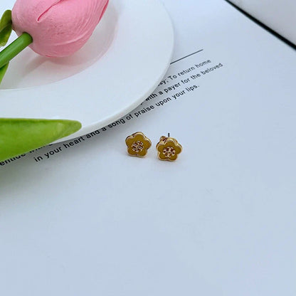 Tory Burch Exquisite Enamel Floral Metal Earrings