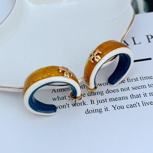 Tory Burch Enamel Logo Women's Metal Earrings