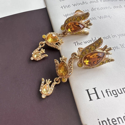 Oscar de la Renta Sophisticated Floral Zircon Stud Earrings & Clip-ons