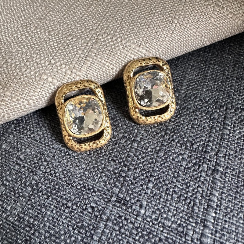 Oscar de la Renta Square Crystal Stud Earrings