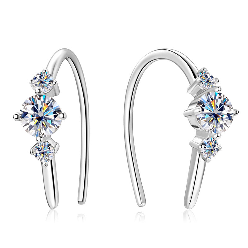 Three-Stone Moissanite Hook Earrings
