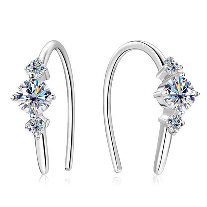 Three-Stone Moissanite Hook Earrings