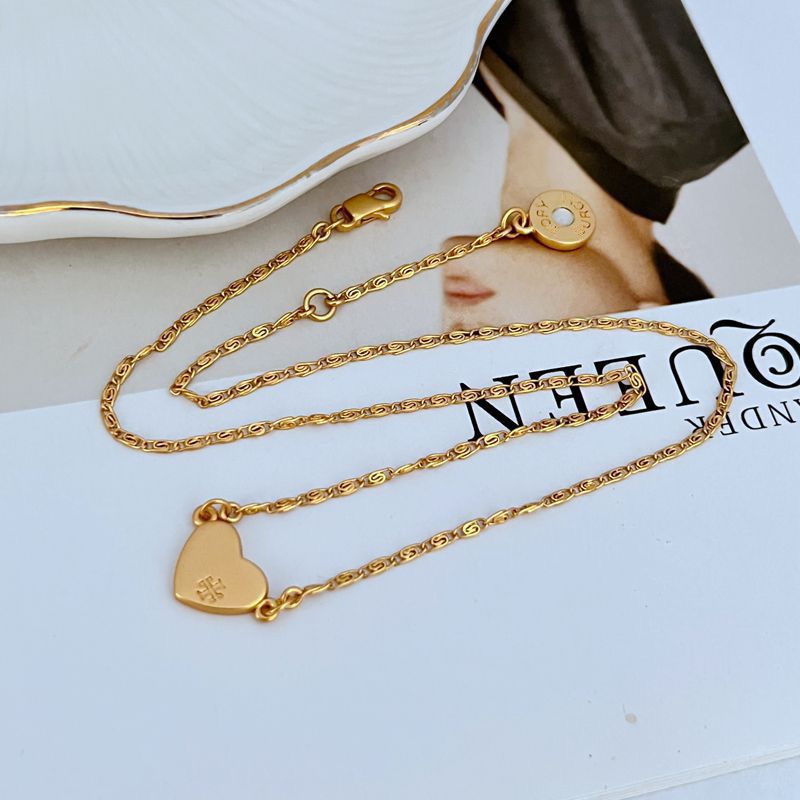 Tory Burch Matte Heart Pendant Metal Necklace for Women