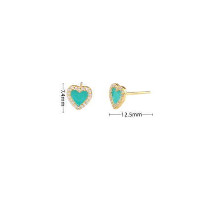 heart diamond earrings studs