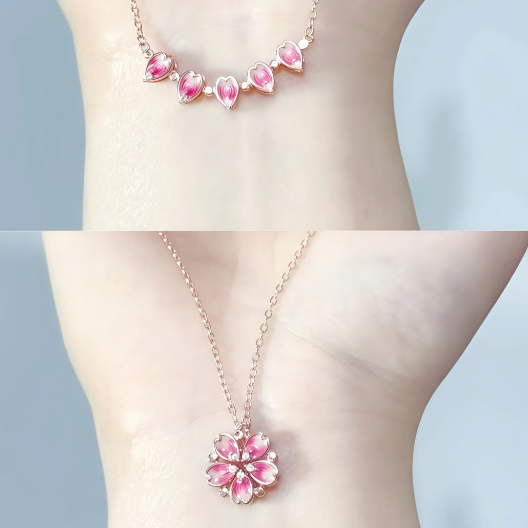S925 Sterling Silver  Flower Pendant Openable Necklace