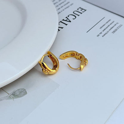 Tory Burch Chic Petite Smooth-Finish U-Shaped Metal Earrings