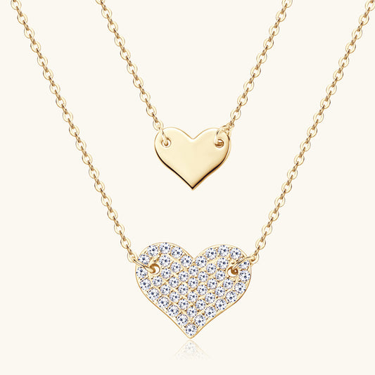 Mother Daughter Heart Moissanite Necklace
