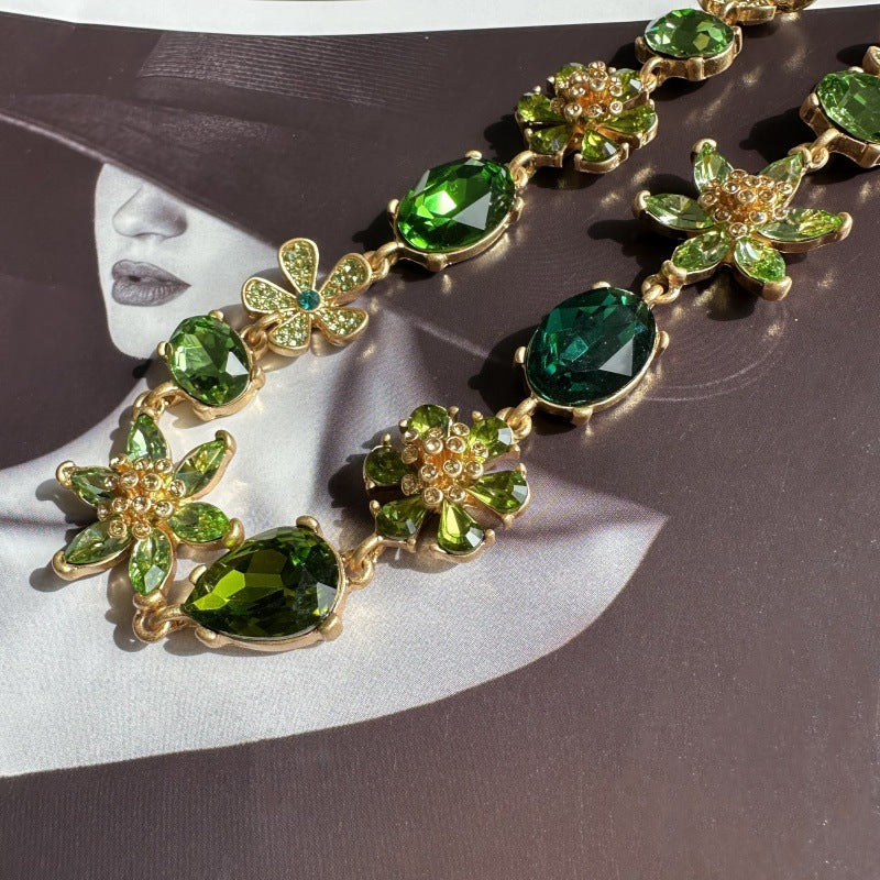 Oscar de la Renta Premium Floral Colorful Zircon Necklace Ideal Banquets Weddings