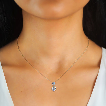 Two Stone Moissanite Drop Pendant Necklace