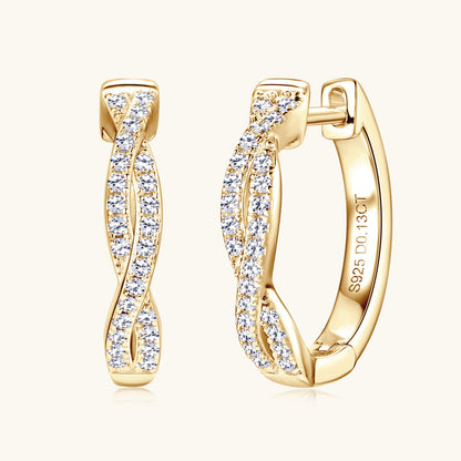 Sterling Silver Twisted Moissanite Huggies