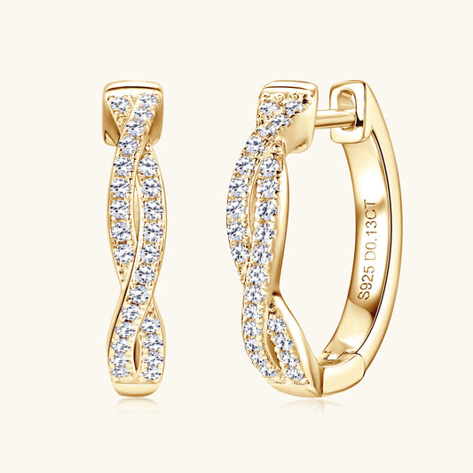 Sterling Silver Twisted Moissanite Huggies