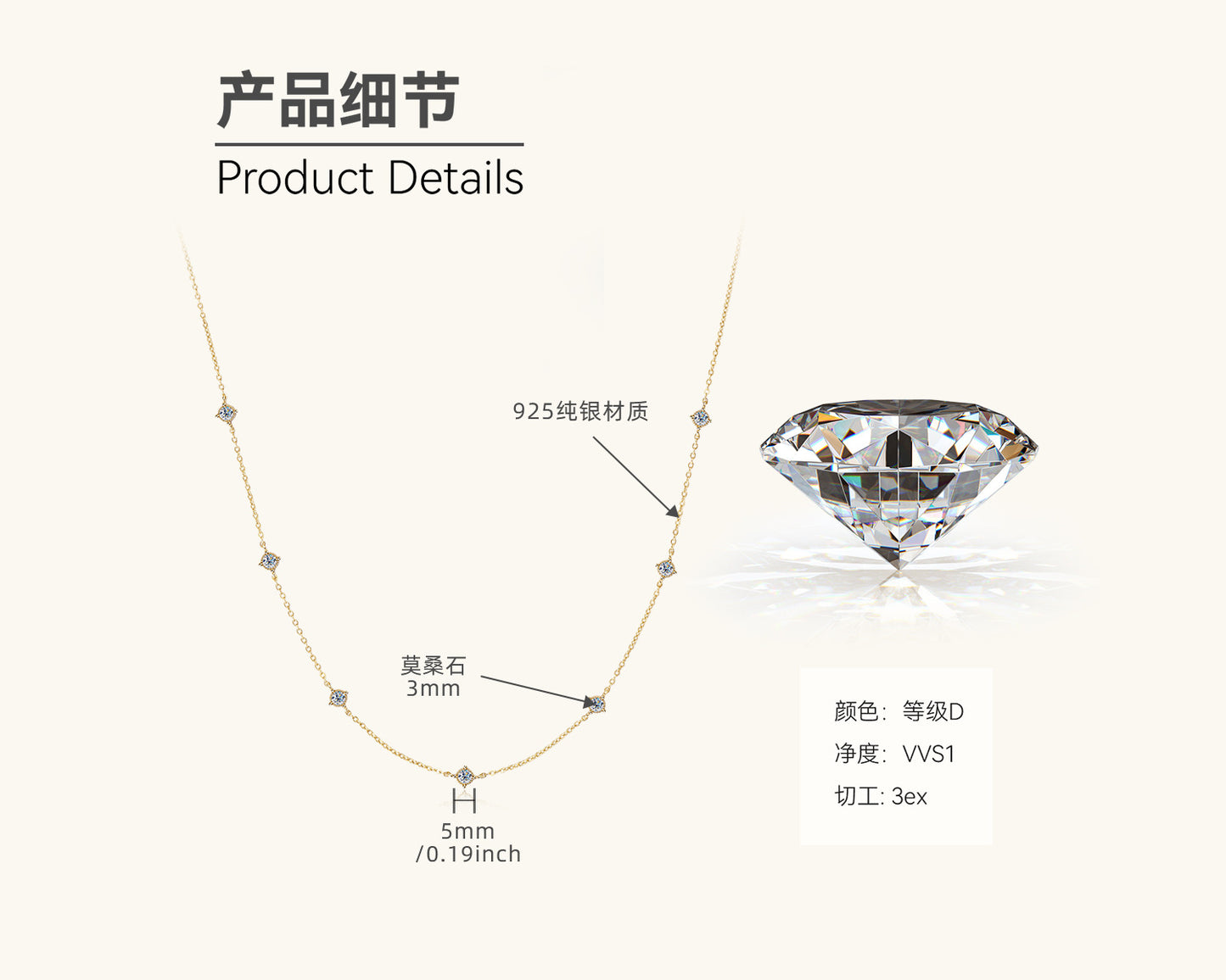 Sparkling Moissanite Dot Necklace