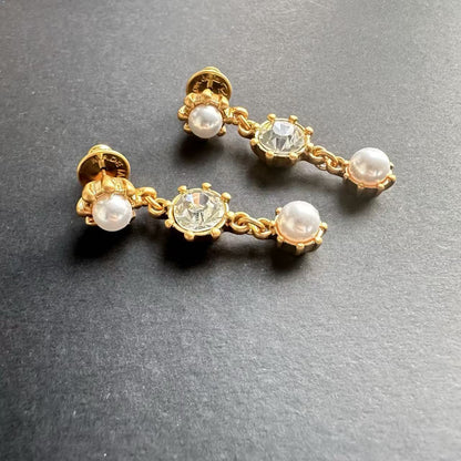 Oscar de la Renta Round Crystal Drop Earrings