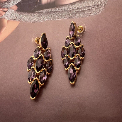 Oscar de la Renta Sparkling Rhinestone Diamond Shaped Earrings