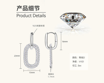 Moissanite Rectangular Hoop Earrings