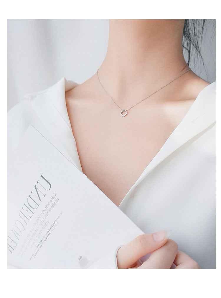 S925 Sterling Silver Geometric Square Diamond Necklace - JIMMY JEWELRY 01