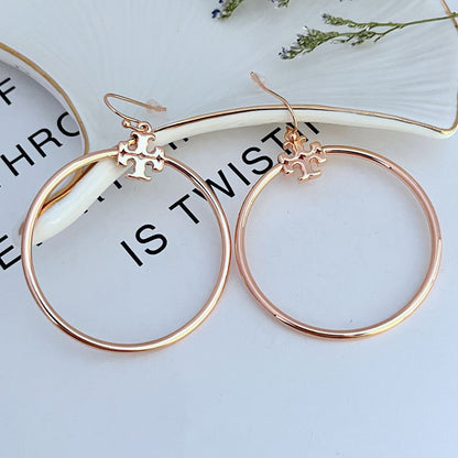 Tory Burch Minimalist Women's Large Round Metal Hoop Earrings